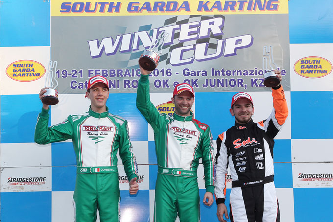 Lonato Wintercup podium KZ2 Corberi Ardigo Abbasse
